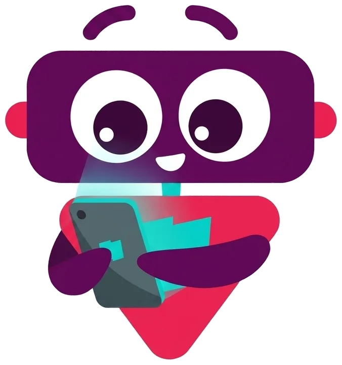 Yomi, el robot de YoMeAnimo!, usando un celular