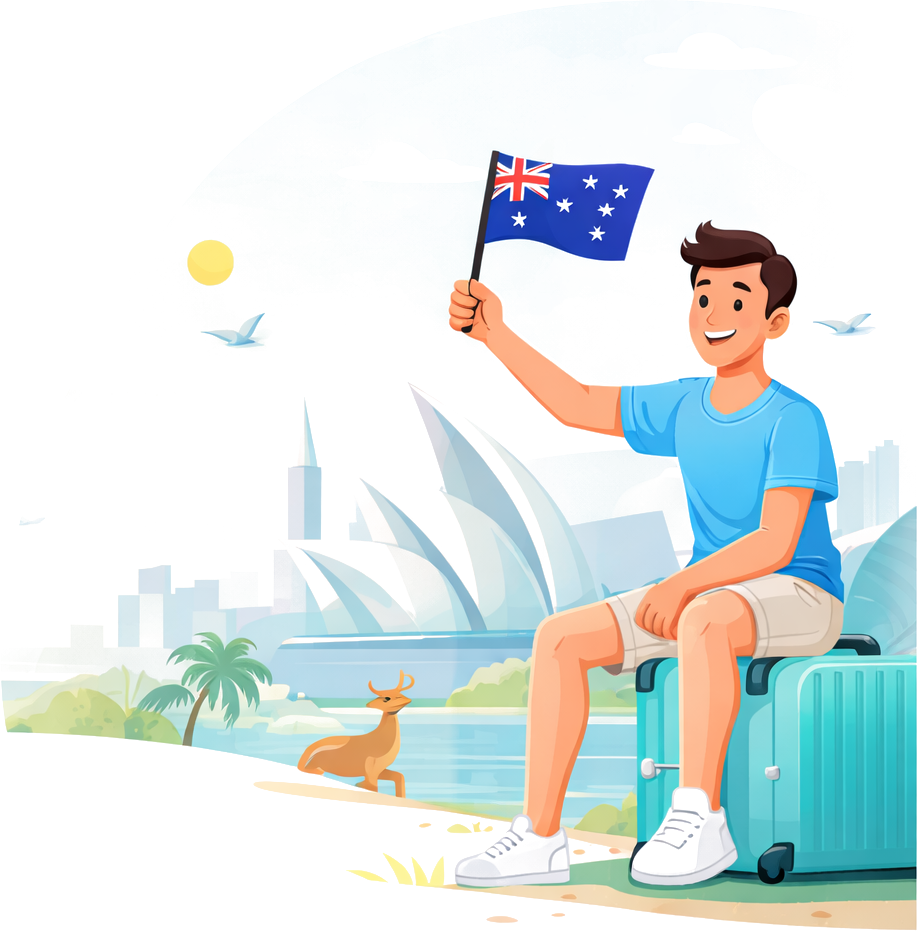 Viajero con bandera de Australia