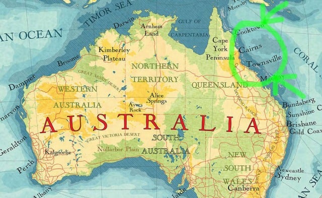 mapa australia barrera corales