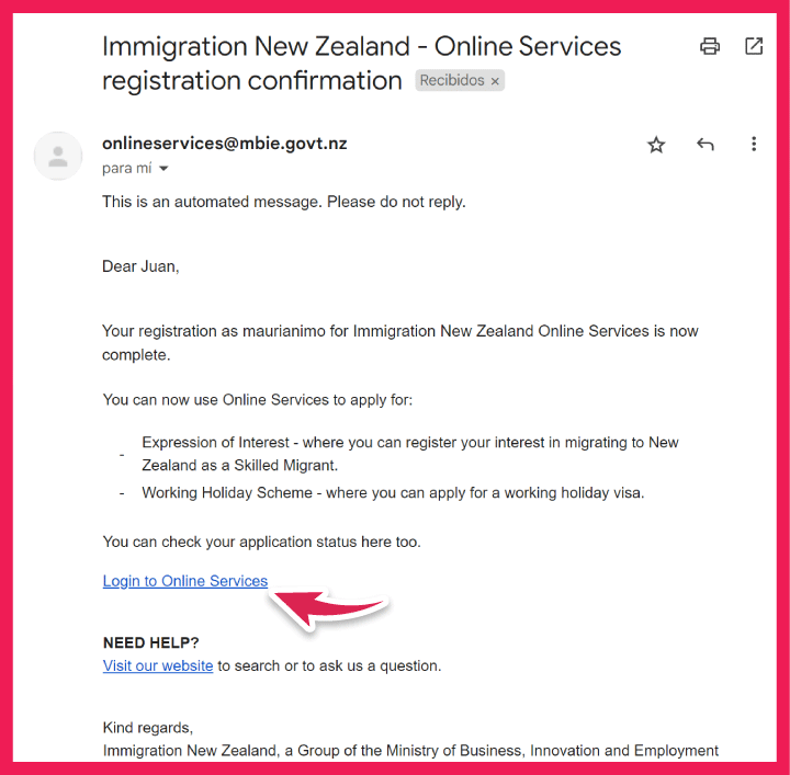 Mail Inmigración Nueva Zelanda