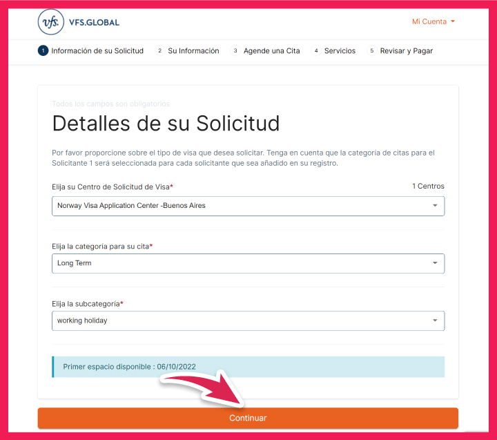 Información de su solicitud